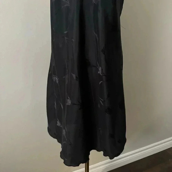 Vintage black satin floral detail slip dress M - Picture 4 of 7